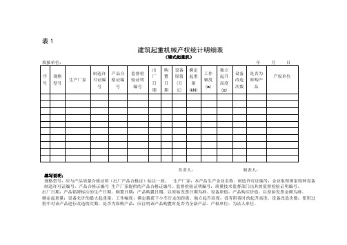 建筑起重机械产权统计明细表