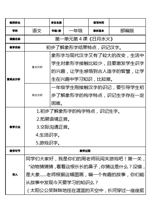 《日月水火》精品说课稿1