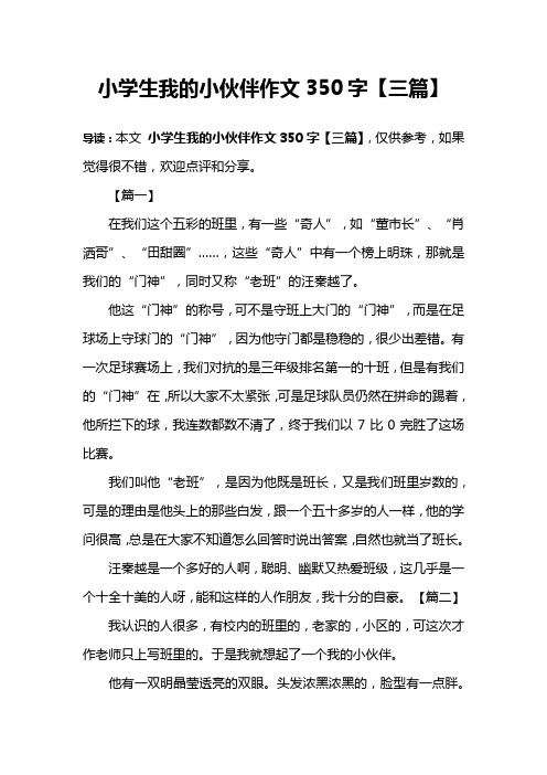 小学生我的小伙伴作文350字【三篇】