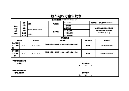 校车运行线路表、申请表 2(完整资料).doc