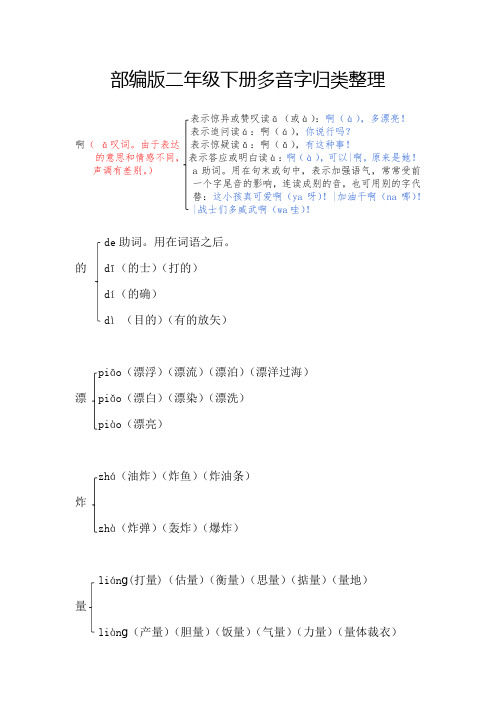 部编版二年级下册多音字归类整理