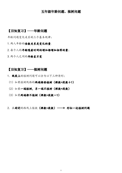 植树问题、年龄问题习题练习