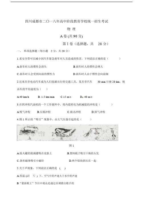 2018成都市初中中考物理试卷试题.doc