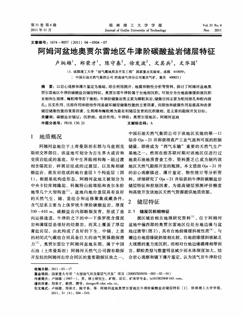 阿姆河盆地奥贾尔雷地区牛津阶碳酸盐岩储层特征