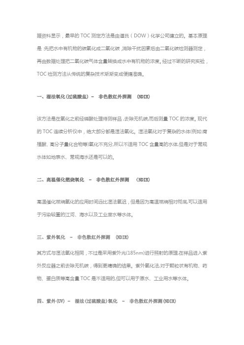 九种TOC检测方法大对比