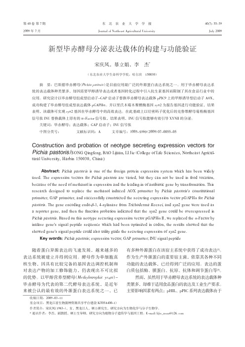 新型毕赤酵母分泌表达载体的构建与功能验证