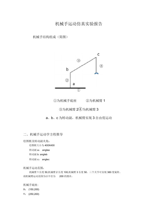 机械手运动仿真实验报告