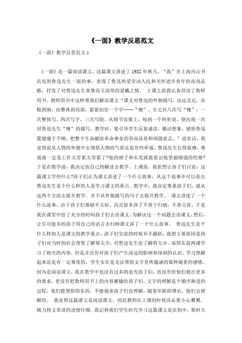 《一面》教学反思范文