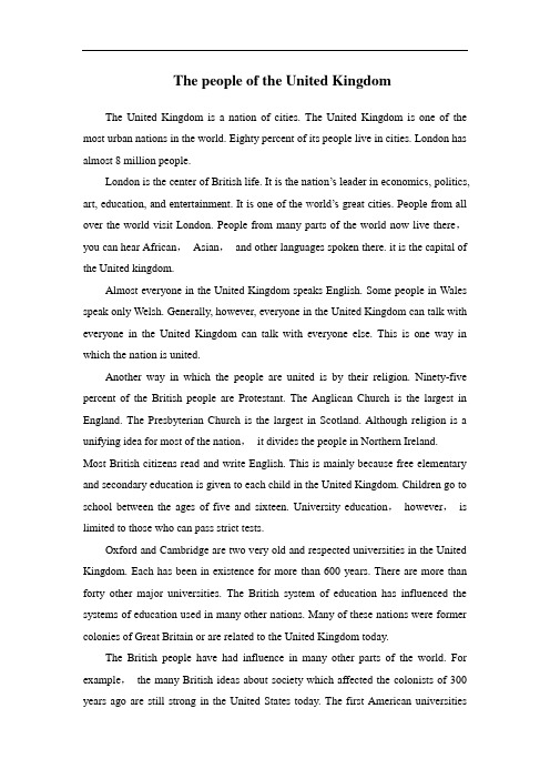 高二人教课标 必修5 Unit 2The people of the United Kingdom