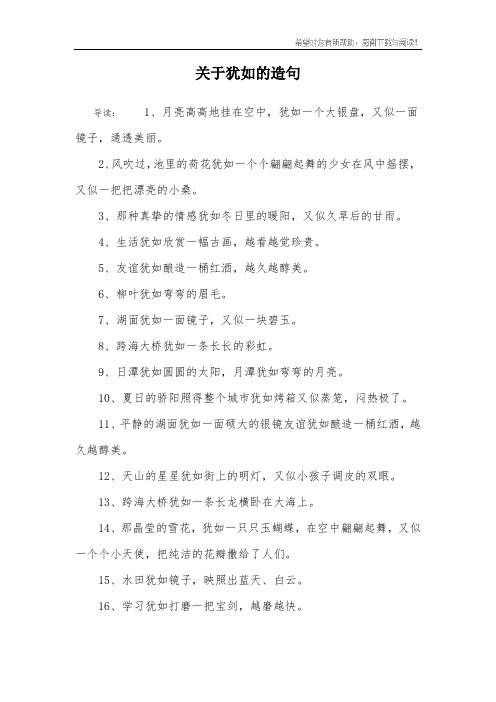 关于犹如的造句