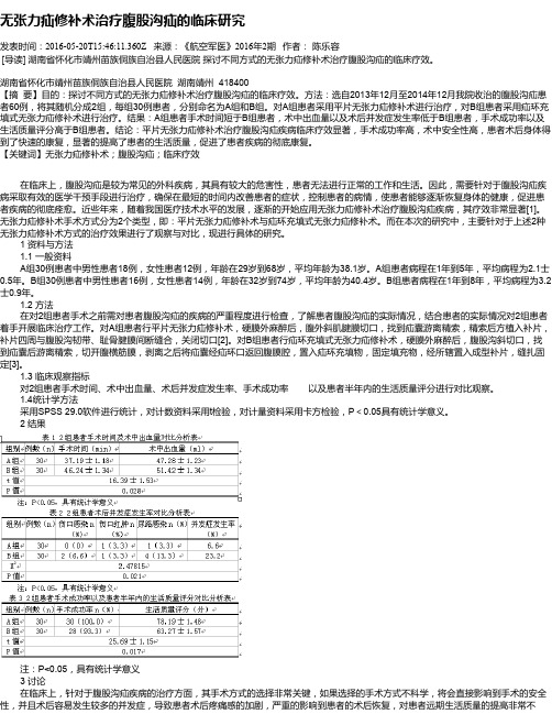 无张力疝修补术治疗腹股沟疝的临床研究