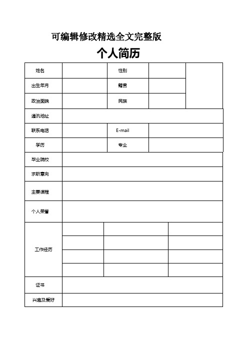 简洁实用型个人简历模板5套精选全文