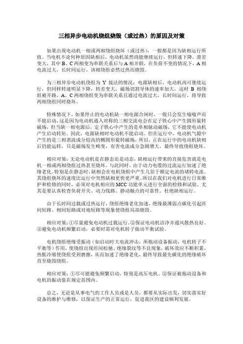 三相异步电动机绕组烧毁(或过热)的原因及对策