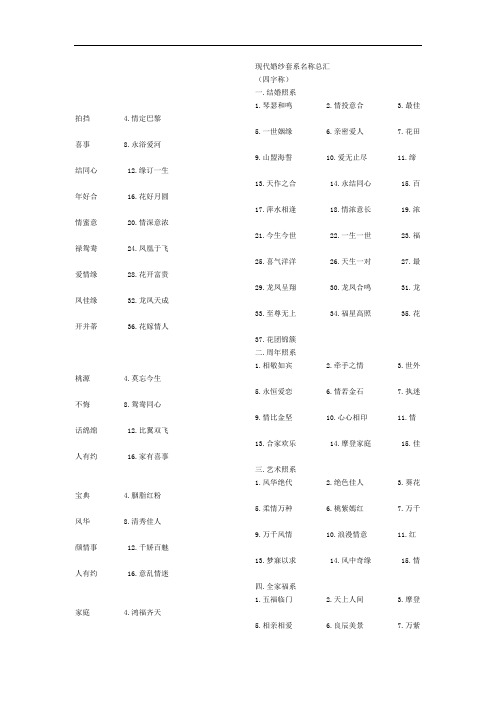 现代婚纱套系名称总汇
