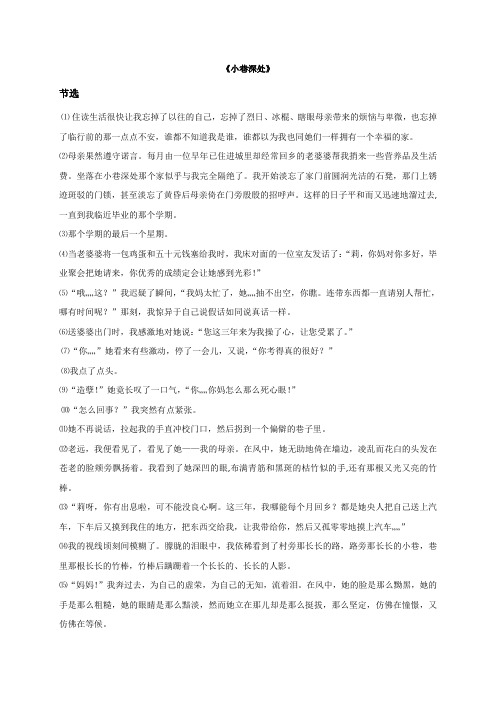 沪教版八上语文《小巷深处》