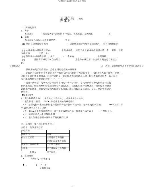 (完整版)基因在染色体上学案