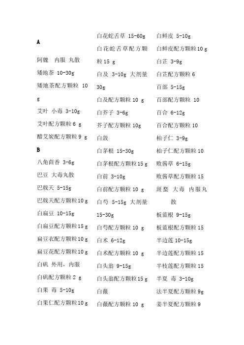 中草药常用剂量总结
