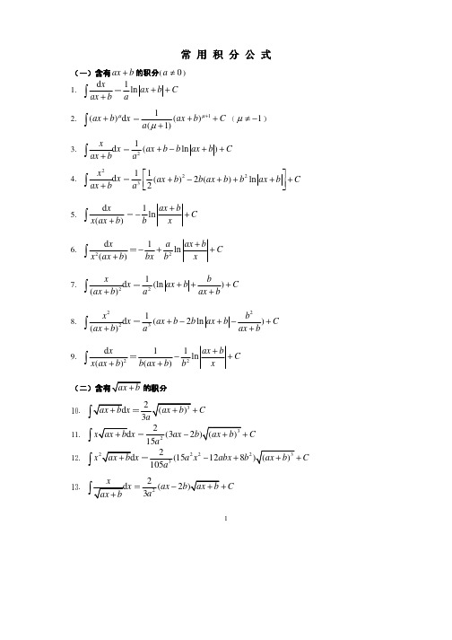 数学积分表