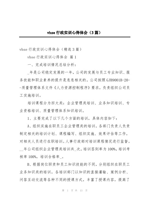 vbse行政实训心得体会(3篇)