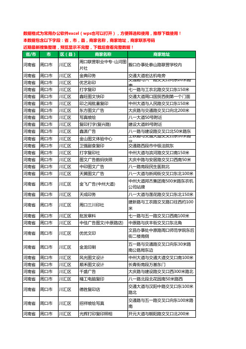 2020新版河南省周口市川汇区复印工商企业公司商家名录名单黄页联系电话号码地址大全92家