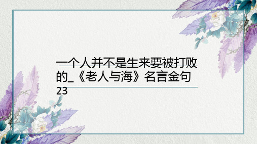 一个人并不是生来要被打败的_《老人与海》名言金句23