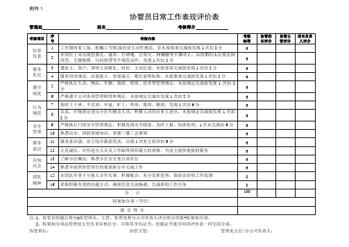 协管员日常工作表现评价表