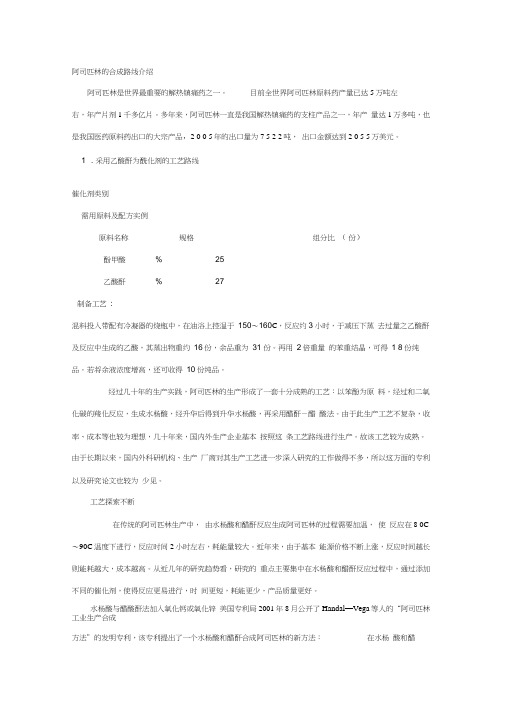 阿司匹林合成路线