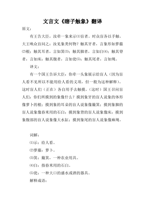 文言文《瞎子触象》翻译