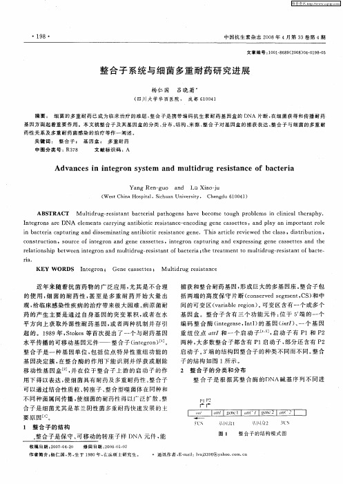整合子系统与细菌多重耐药研究进展