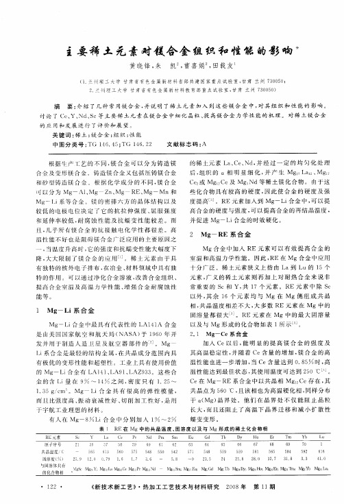 主要稀土元素对镁合金组织和性能的影响