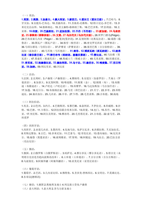 世界各国官方语言