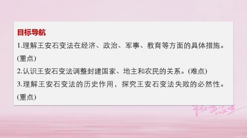 2017_2018学年高中历史专题四王安石变法第2课王安石变法课件