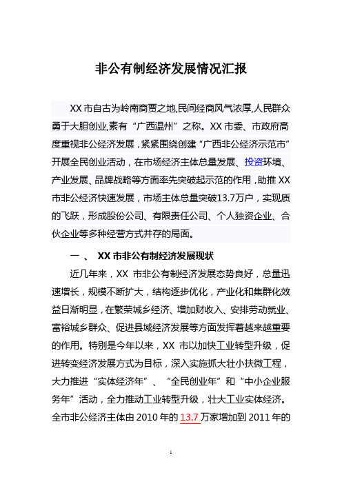 非公有制经济发展情况汇报