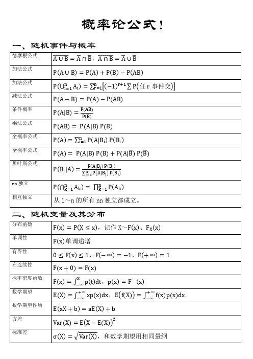 概率论与数理统计【第一到四章】公式