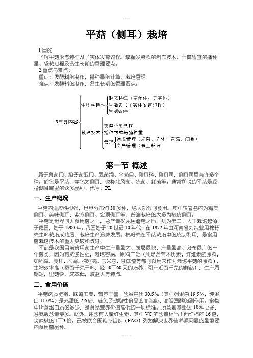 平菇(侧耳)栽培教案