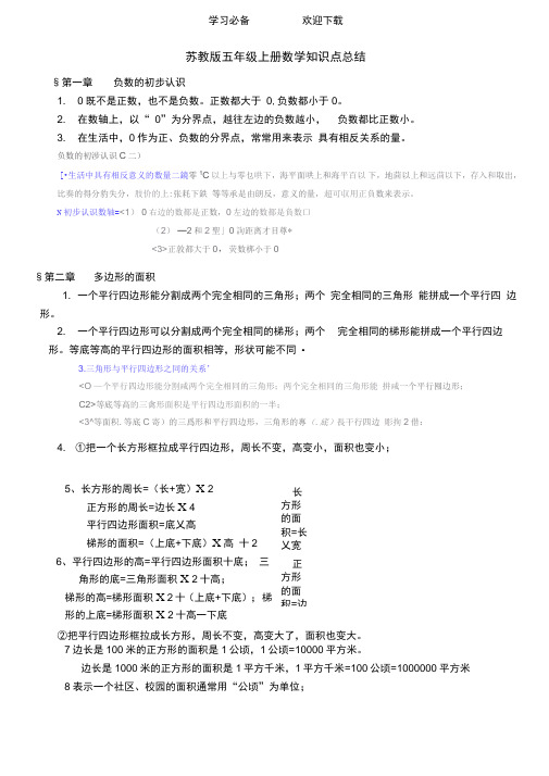 新最新版苏教版五年级上册数学知识点总结