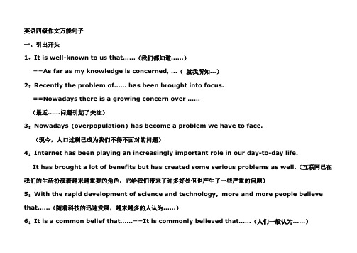 英语四级作文万能句子