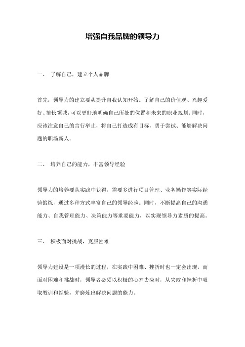 增强自我品牌的领导力