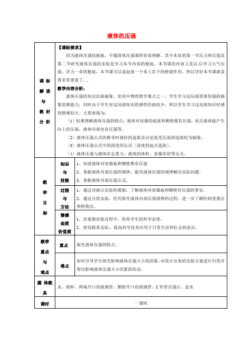 《 液体的压强》教案 