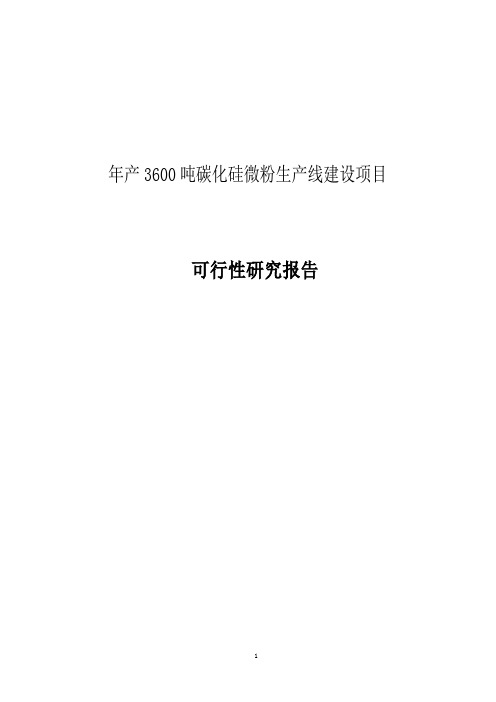 年产3600吨碳化硅微粉生产线建设项目可行性研究报告