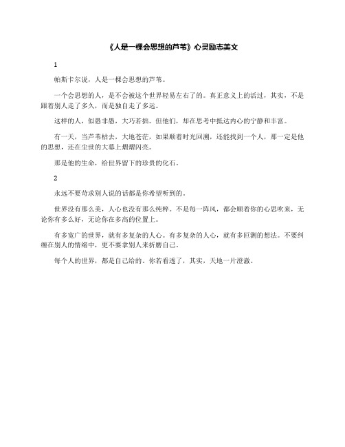 《人是一棵会思想的芦苇》心灵励志美文