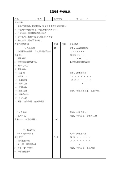 《篮球》专修教案
