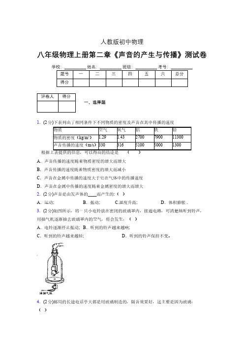 人教版八年级物理2-1《声音的产生与传播》专项练习(含答案) (1136)
