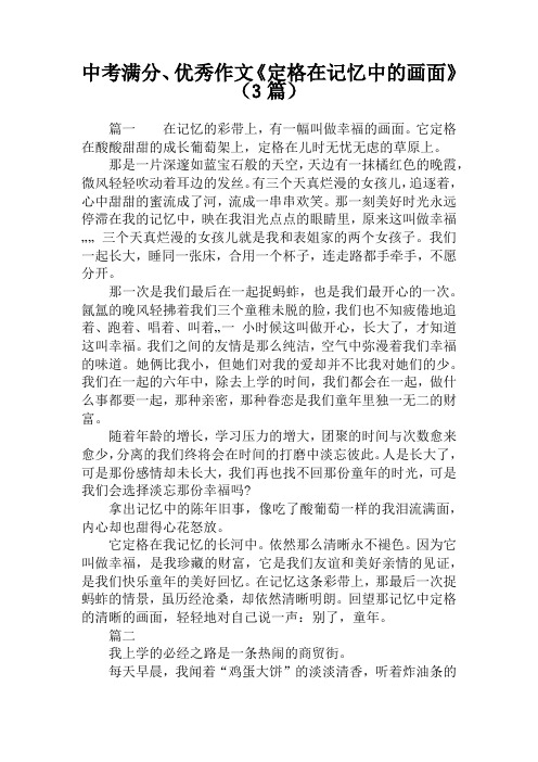 中考满分、优秀作文《定格在记忆中的画面》(3篇)