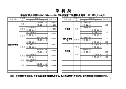 2014-2015第二学期招生简章