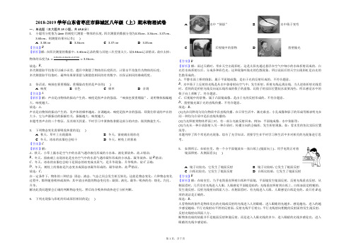 2018-2019学年山东省枣庄市薛城区八年级(上)期末物理试卷解析版