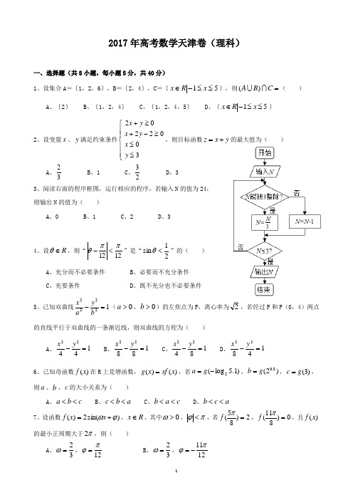 2017年天津市高考数学试卷(理科)