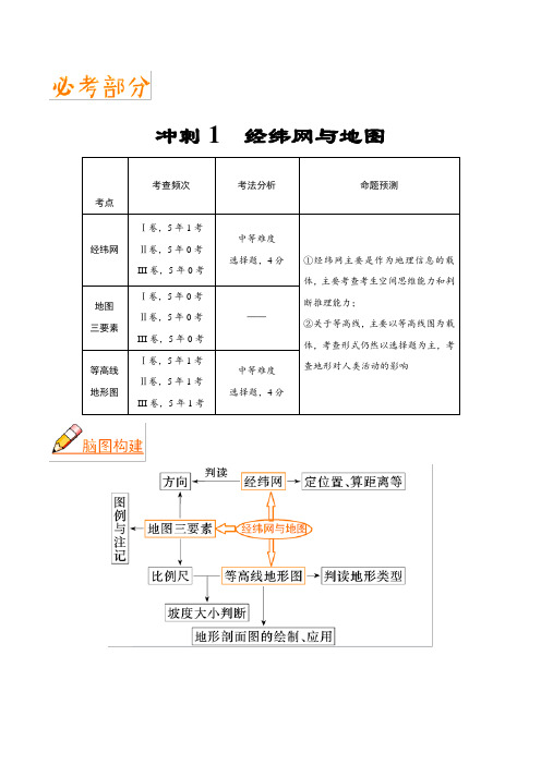 2019届 二轮复习 冲刺01 经纬网与地图-《艺考生文化课高分冲刺》学案(全国通用) Word版含解析