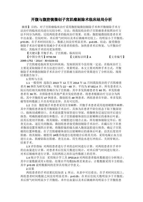 开腹与腹腔镜微创子宫肌瘤剔除术临床结局分析