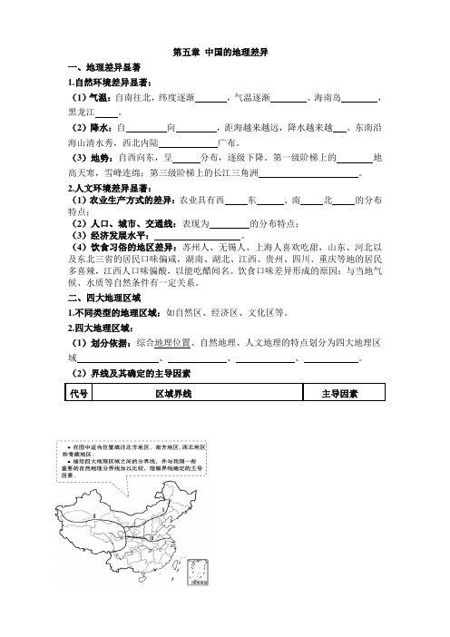 八年级地理下册第五章知识点